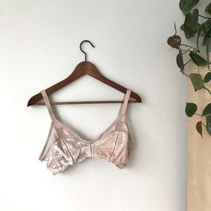 Vintage-Inspired Lace and Crushed Velvet Bralette